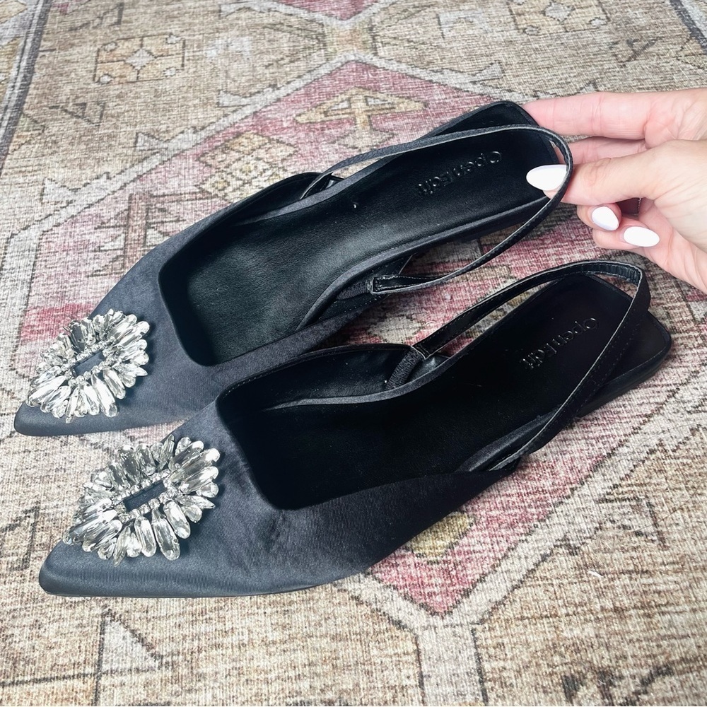 NEW Open Edit Kendall Ornament Pointed Toe Slingback Flats